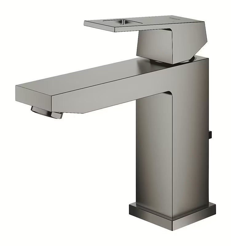 Umivaonička jednoručna baterija slavina Grohe Eurocube s odvodom u izvedbi brušeni Hard Graphite.