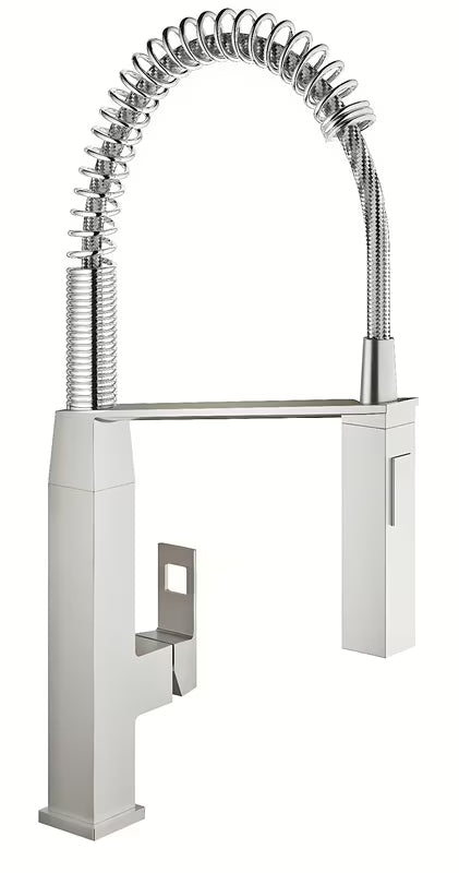Jednoručna Baterija stojeća miješalica za sudoper Grohe Eurocube s okretnim izljevom u izvedbi supersteel.