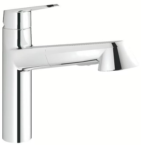 Kromirana miješalica za sudoper Grohe Eurodisc Cosmopolitan s izvlačivim tušem i zakretnim izljevom