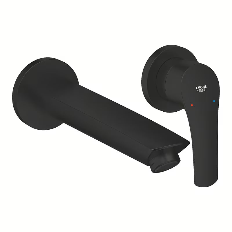 Podžbukna miješalica za umivaonik Grohe Eurosmart u mat crnoj pro za zidnu montažu.
