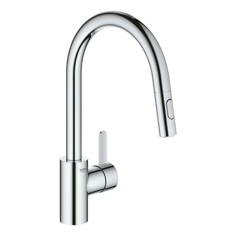 Kromirana miješalica za sudoper Grohe Eurosmart Cosmopolitan s visokim zakretnim izljevom i izvlačnim tušem