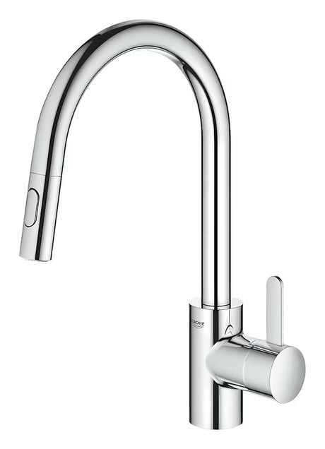 Kromirana miješalica za sudoper Grohe Eurosmart Cosmopolitan s visokim zakretnim izljevom i izvlačnim tušem