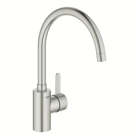 Kuhinjska jednoručna baterija slavina Grohe Eurosmart Cosmopolitan s visokim zakretnim izljevom u izvedbi supersteel.