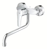 Kromirana zidna miješalica za sudoper Grohe Eurosmart New s ručicom i zakretnim izljevom.