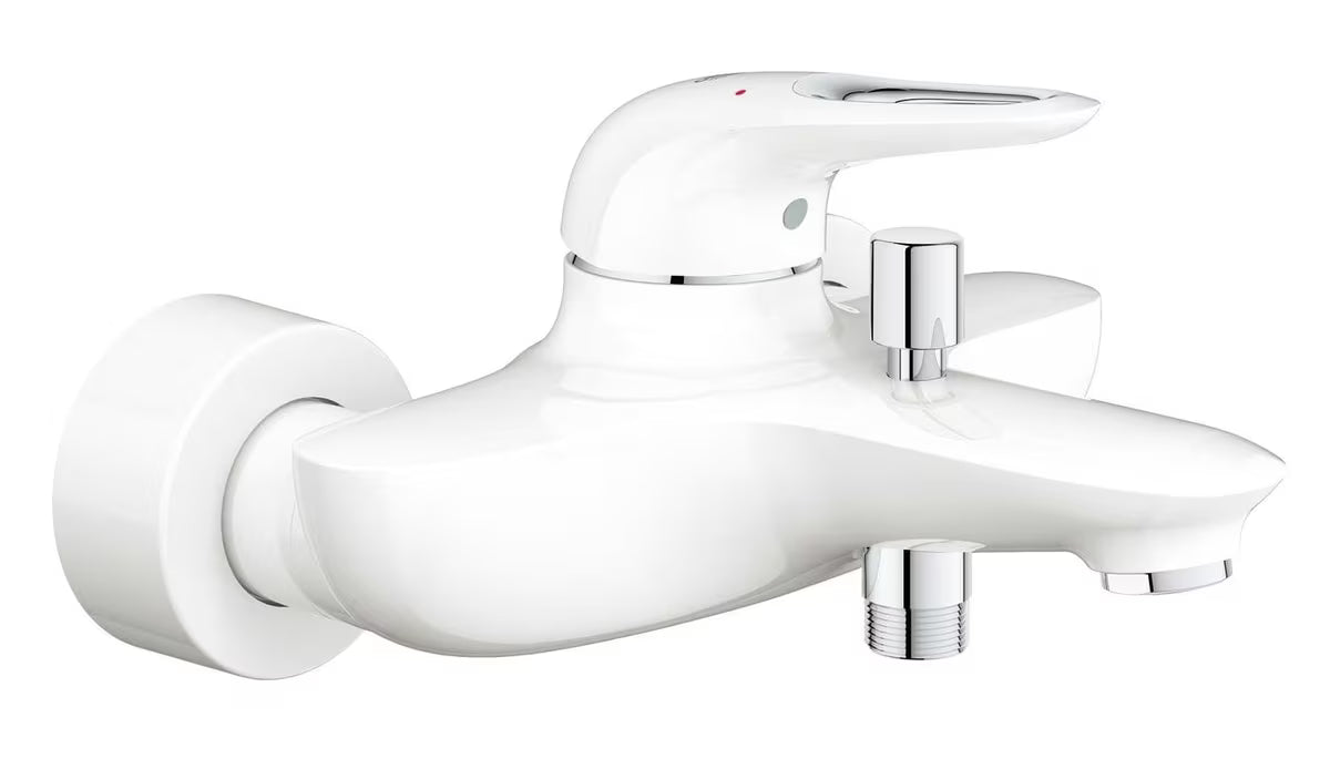 Zidna jednoručna baterija miješalica za kadu Grohe Eurostyle New u boji Moon White s automatskim prebacivačem kada/tuš