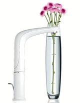 Visoka jednoručna baterija miješalica za umivaonik Grohe Eurostyle New u krom izvedbi sa zakretnim izljevom i odvodnim setom.