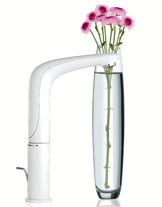 Visoka jednoručna baterija miješalica za umivaonik Grohe Eurostyle New u krom izvedbi sa zakretnim izljevom i odvodnim setom.