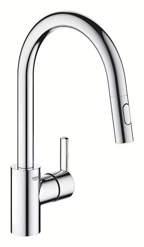 Kromirana miješalica za sudoper Grohe Feel s visokim zakretnim izljevom i izvlačnim tušem