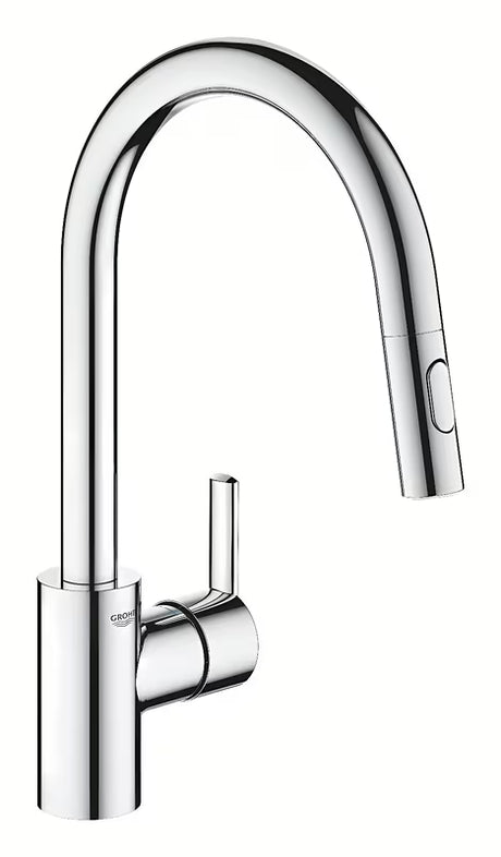 Kromirana miješalica za sudoper Grohe Feel s visokim zakretnim izljevom i izvlačnim tušem