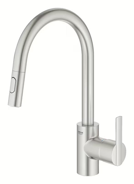 Miješalica za Sudoper Grohe Feel u izvedbi supersteel s visokim zakretnim izljevom i izvlačnim tušem