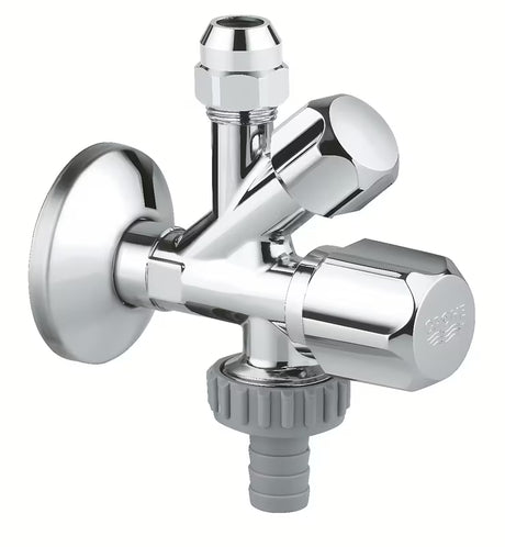 Kutni ventil Grohe pro za zidnu ugradnju s nepovratnim ventilom i metalnom rozetom.