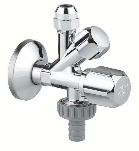 Kombi kutni ventil Grohe pro za zidnu ugradnju s kompenzacijom duljine i metalnom rozetom.