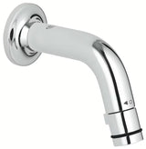 Kromirani zidni ventil za umivaonik Grohe Universal s kratkim izljevom i okretnim upravljanjem start stop.