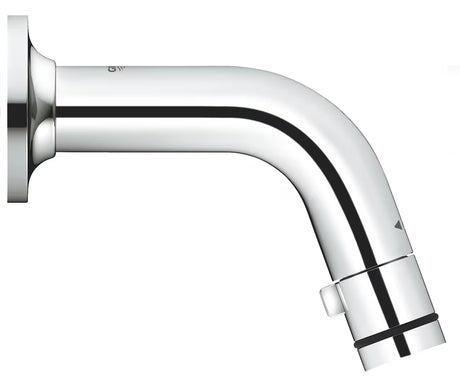 Kromirani zidni ventil za umivaonik Grohe Universal s kratkim izljevom i okretnim upravljanjem start stop.