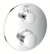 Podžbukna termostatska miješalica za tuš Grohe Grohtherm u krom izvedbi pro nadglavni i ručni tuš.