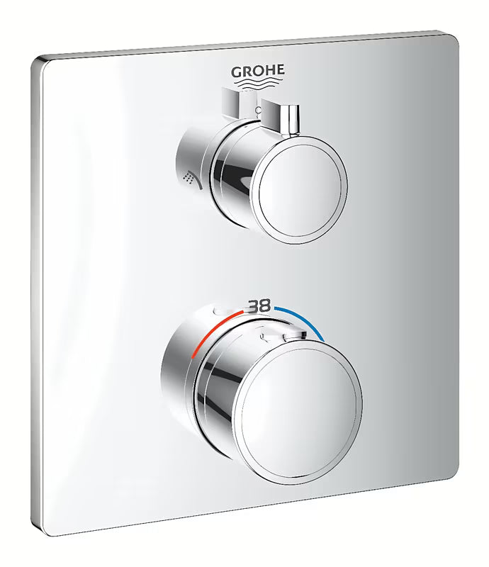 Kromirana podžbukna termostatska miješalica za tuš Grohe Grohtherm pro za upravljanje nadglavnim i ručnim tuševi.