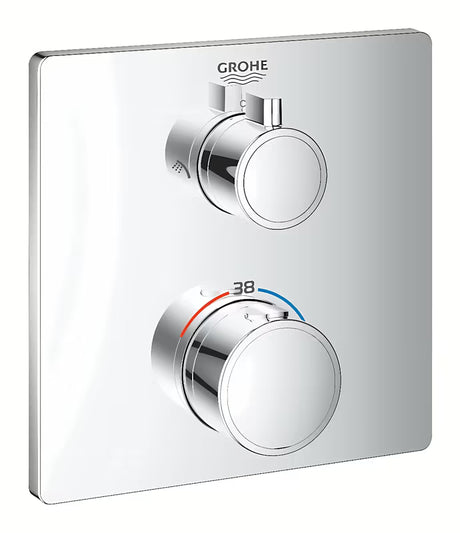 Kromirana podžbukna termostatska miješalica za tuš Grohe Grohtherm pro za upravljanje nadglavnim i ručnim tuševi.