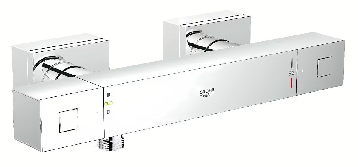 Termostatska miješalica za tuš Grohe Grohtherm Cube u krom izvedbi s četvrtastim dizajnom