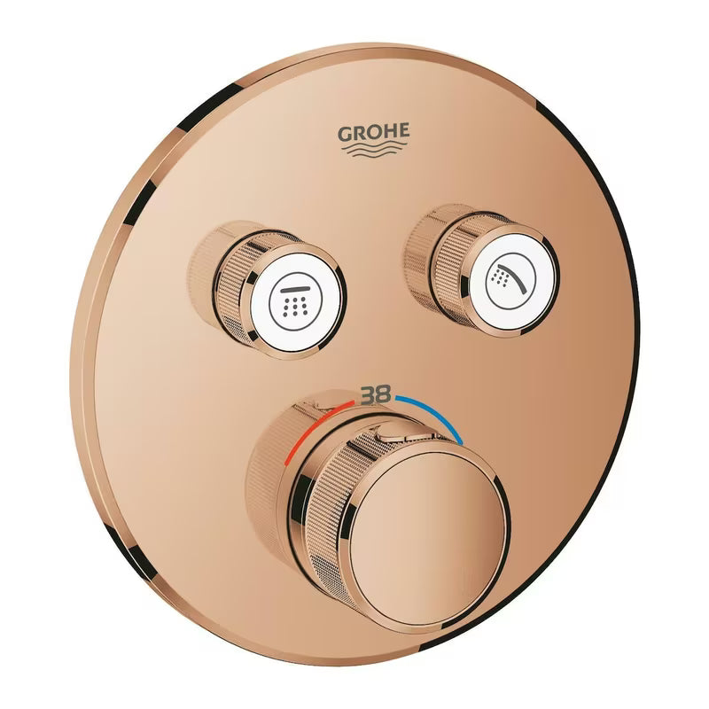 Podžbukna termostatska miješalica za tuš Grohe Grohtherm smartcontrol u varijanti warm sunset s upravljanjem smartcontrol
