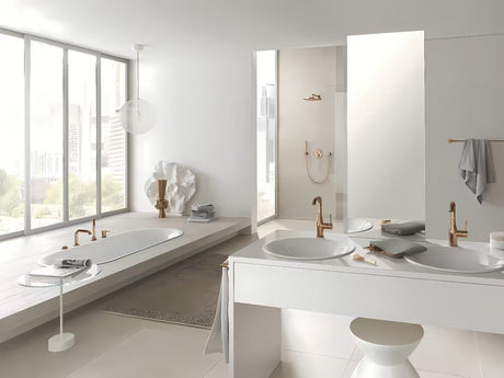 Podžbukna termostatska miješalica za tuš Grohe Grohtherm smartcontrol u varijanti warm sunset s upravljanjem smartcontrol