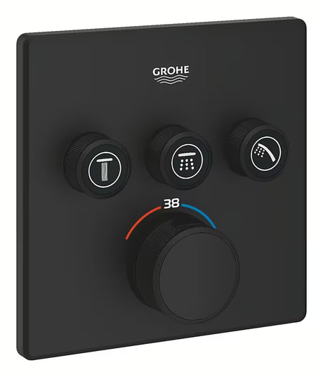 Podžbukna termostatska miješalica za tuš Grohe Grohtherm smartcontrol u izvedbi phantom black