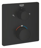 Mat crna podžbukna termostatska miješalica za tuš Grohe Grohtherm s četvrtastim upravljanjem.