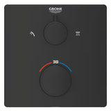 Mat crna podžbukna termostatska miješalica za tuš Grohe Grohtherm s četvrtastim upravljanjem.