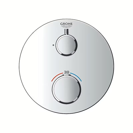 Podžbukna termostatska miješalica za tuš Grohe Grohtherm u krom izvedbi sa sigurnosnom blokadom SafeStop.