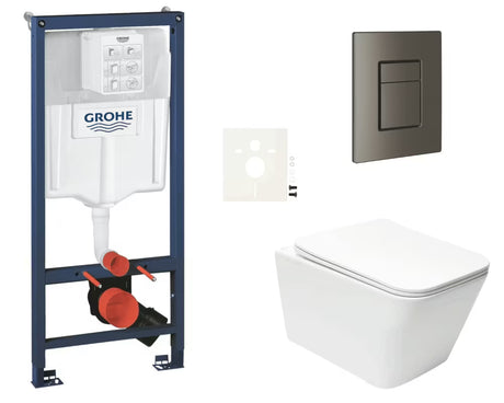 Viseći WC set SAT Infinitio s instalacijskim sustavom Grohe Rapid SL, vodokotlićem i tipkom za ispiranje