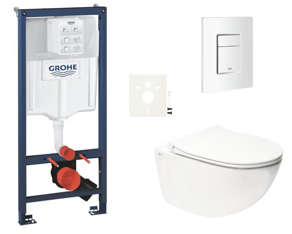 Viseći WC set SAT Infinitio s instalacijskim sustavom Grohe Rapid SL, tipkom Skate Cosmopolitan i sjedalom soft Close