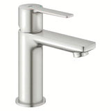 Umivaonička jednoručna baterija slavina Grohe Lineare u izvedbi supersteel s click‑clack-odvodom i s kratkim izljevom