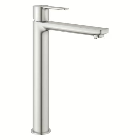 Visoka jednoručna baterija miješalica za umivaonik Grohe Lineare u izvedbi supersteel pro samostojeći umivaonik 