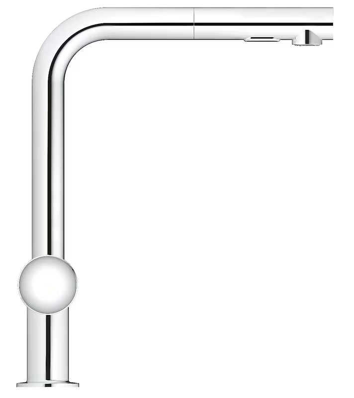 Kromirana miješalica za sudoper Grohe Minta s visokim L-izljevom i izvlačnim tušem