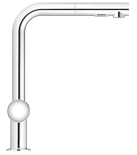 Kromirana miješalica za sudoper Grohe Minta s visokim L-izljevom i izvlačnim tušem