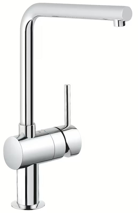 Kromirana miješalica za sudoper Grohe Minta s L izljevom, zakretnim izljevom i izvlačnim tušem