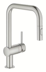 Miješalica za Sudoper Grohe Minta supersteel s visokim zakretnim izljevom i izvlačnim tušem