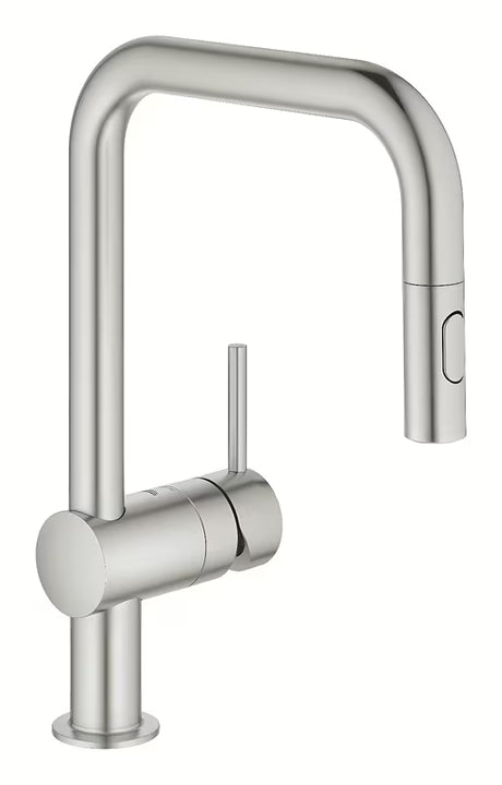 Miješalica za Sudoper Grohe Minta supersteel s visokim zakretnim izljevom i izvlačnim tušem