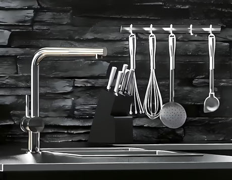 Kromirana miješalica za sudoper Grohe Minta s visokim L-izljevom i izvlačnim tušem