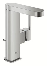 Umivaonička jednoručna baterija slavina Grohe Plus u izvedbi supersteel sa zakretnim izljevom i odvodnom garniturom.