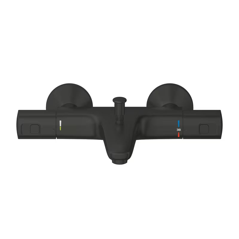 Termostatska zidna miješalica za kadu Grohe Precision u izvedbi matte black s preklopnikom kada/tuš