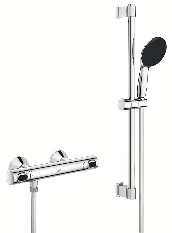 Grohe Precision Flow termostatska miješalica za tuš u krom izvedbi s tuš setom i šipkom