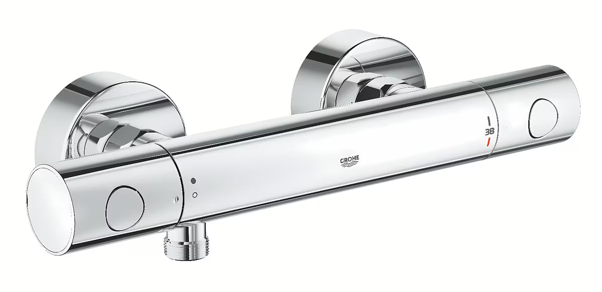 Kromirana termostatska miješalica za tuš Grohe Precision Get pro za zidnu montažu sa sigurnosnim graničnikom SafeStop.