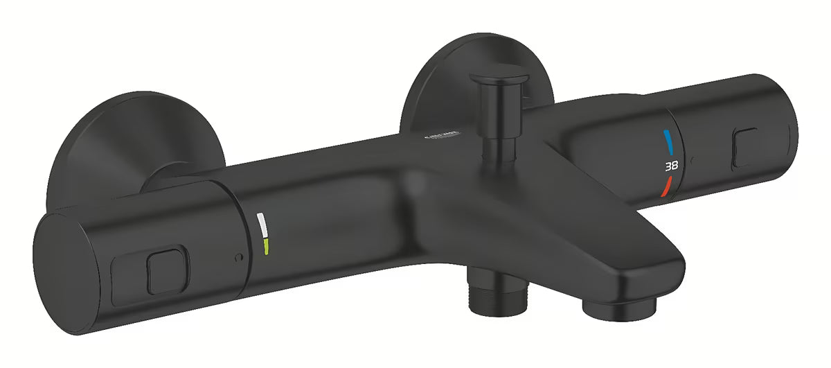 Termostatska zidna miješalica za kadu Grohe Precision u izvedbi matte black s preklopnikom kada/tuš