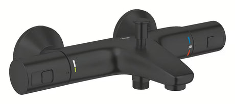 Termostatska zidna miješalica za kadu Grohe Precision u izvedbi matte black s preklopnikom kada/tuš