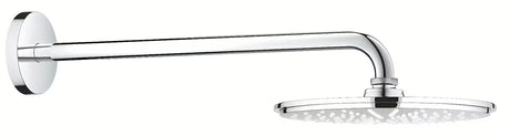 Metalni nadglavni tuš Grohe Rainshower Cosmopolitan Metal u krom izvedbi uključuje nosač nadglavnog tuša