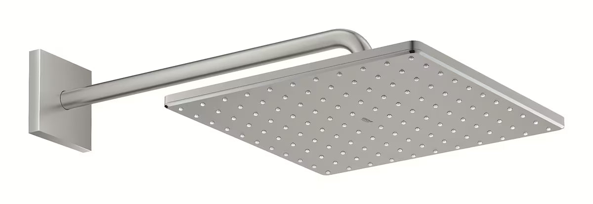 Nadglavni tuš Grohe Rainshower 310 Mono Cube sa zidnim nosačem tuša u izvedbi supersteel.