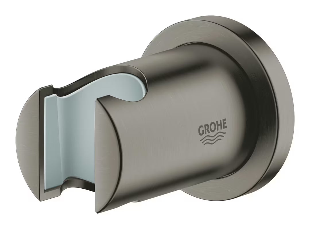 Zidni nosač ručnog tuša Grohe Rainshower s okruglom rozetom u završnoj obradi Brushed Hard Graphite.