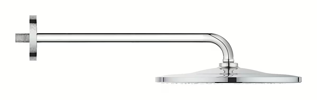Grohe Rainshower Mono nadglavni tuš uključuje nosač nadglavnog tuša u krom izvedbi, promjera 31 cm.