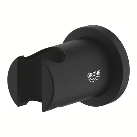 Fiksni nosač ručnog tuša Grohe Rainshower neutral s okruglom rozetom u boji phantom black.