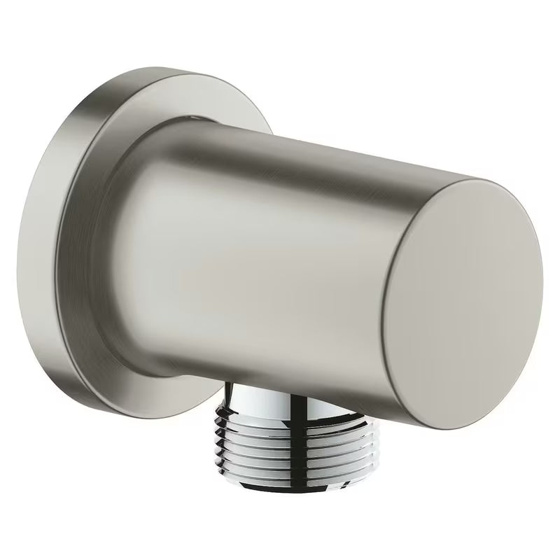 Podžbukni priključak Grohe Rainshower neutral s okruglom rozetom u mat inox izgledu supersteel.